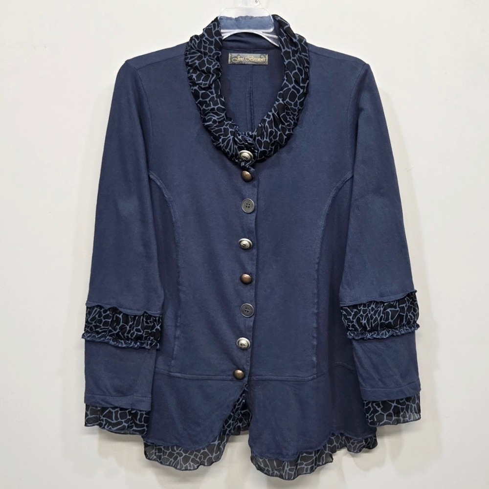 Joe Browns Jacket‎ 10 Cotton Ruffle Trim Art To Wear Romantic Statement Unique